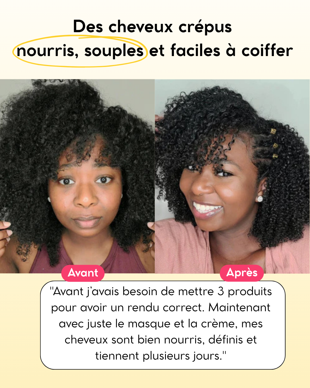 Routine soins cheveux frisés